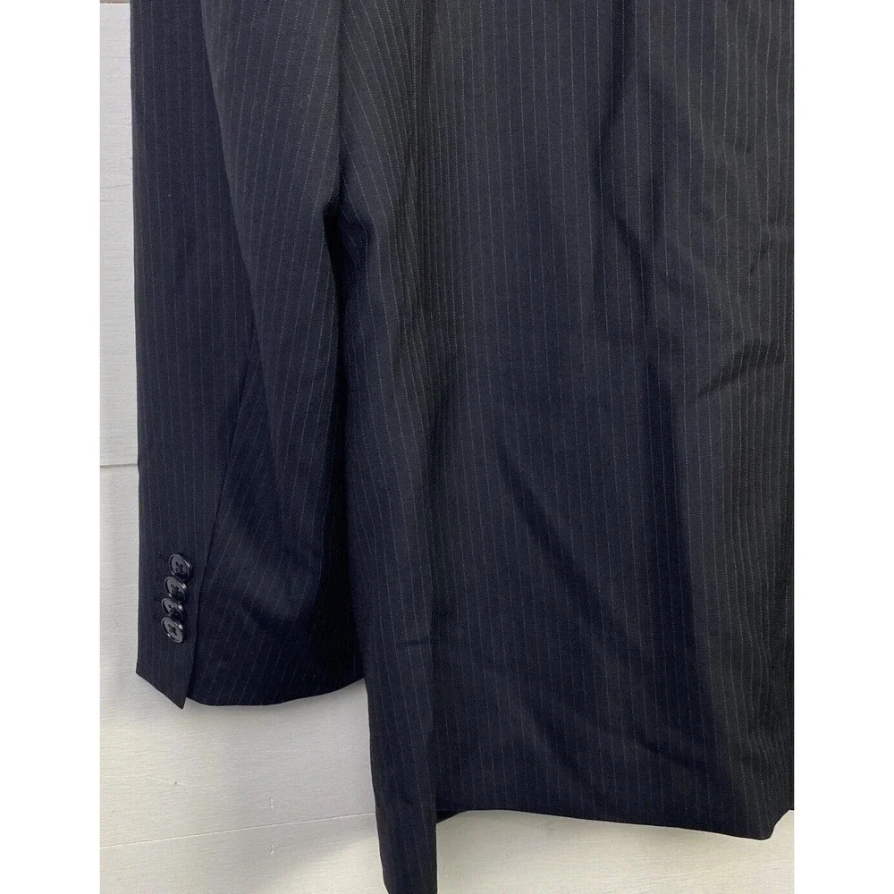 Gianni Uomo Le Collezioni Italy Blazer 46L Super 120s Wool Navy Pinstripe Jacket